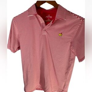 Masters Tournament Kids Polo Golf Shirt Short Sleeve Striped Red White XL